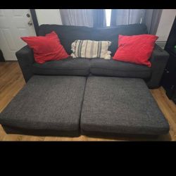 Grey Sofas With 2 Ottomans 