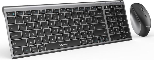 Seenda Bluetooth Keyboard & Mouse Combo Rechargeable Multi-Device USB/BT Black Grey