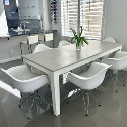 6x Herman Miller Style Armchairs White/Polished Chrome