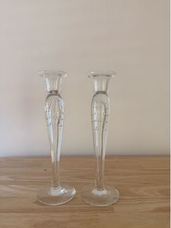 Kosta Boda Swedish Art Glass Bubble Candlestick Holders – Set of 2 – 9¾”