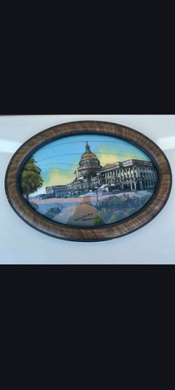 Antique U.S. Capitol Building Painting