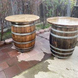 Wine barrel table