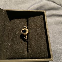  Natural Sapphire Ring 1/8 ct tw Diamonds 10K White Gold