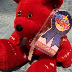 SUGAR KISSES Red Plush Embroidered Bear Limited Edition Love & Kisses