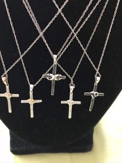 Sterling Silver and Diamond Crosses, $50.00 Each