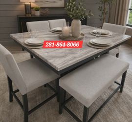 New Grey 6pc Dining Table Set