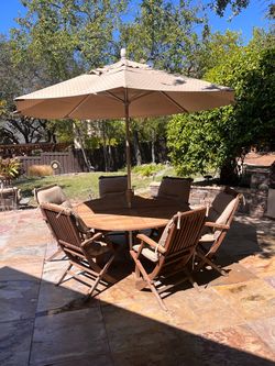 Teak Patio Dining Set with Umbrella