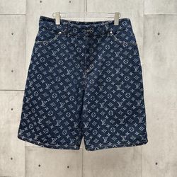 Loewe Vuitton jacquard denim shorts
