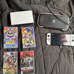 OLED Nintendo Switch Console W/ Games & Carrying Case