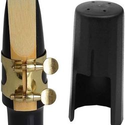 Brand New Tenor Saxophone Mouthpiece with One Reed Golden Plated Ligature and Plastic Cap