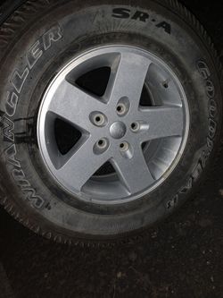 Original Jeep Rim, Tire is a Goodyear Wrangler Size 75R17