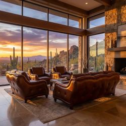 Free Delivery Hancock & Moore Leather Sundance Sofa And 2 Matching Chairs 