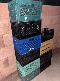 Multi Colored Vintage Milk Crates Storage Containers boxes Vinyl Records