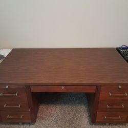 Very Heavy-Weighted, Solid, Dark Brown Desk (100% Wood)