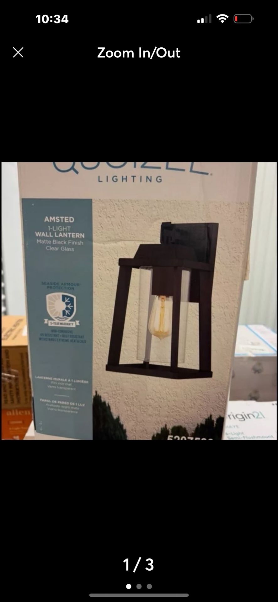 Quoizel Amsted 1-Light 13.13-in H Matte Black Outdoor Wall Light