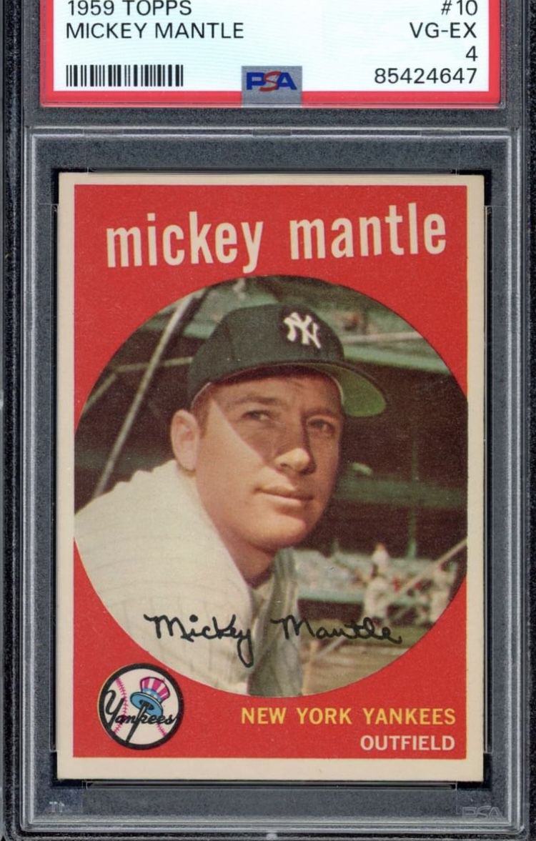 1959 Topps Mickey Mantle PSA Graded Vintage Baseball Card
