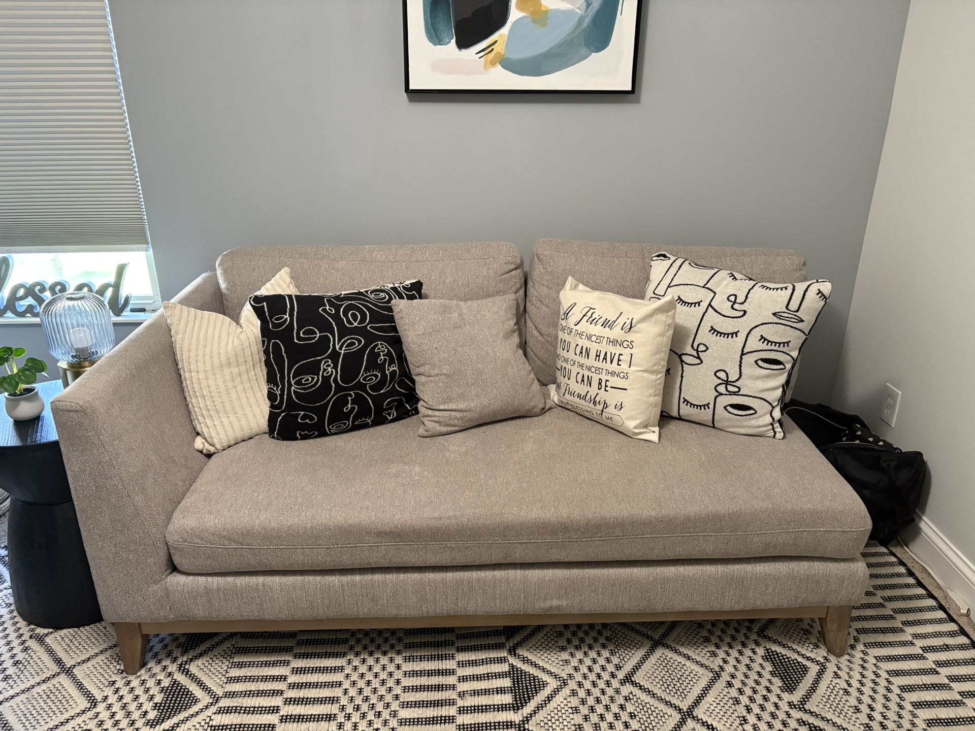 Tan Soft Half Sofa – Perfect for Small Spaces & Studios!
