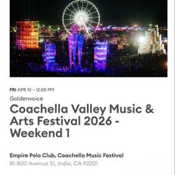 Coachella Tickets Weekend 1 