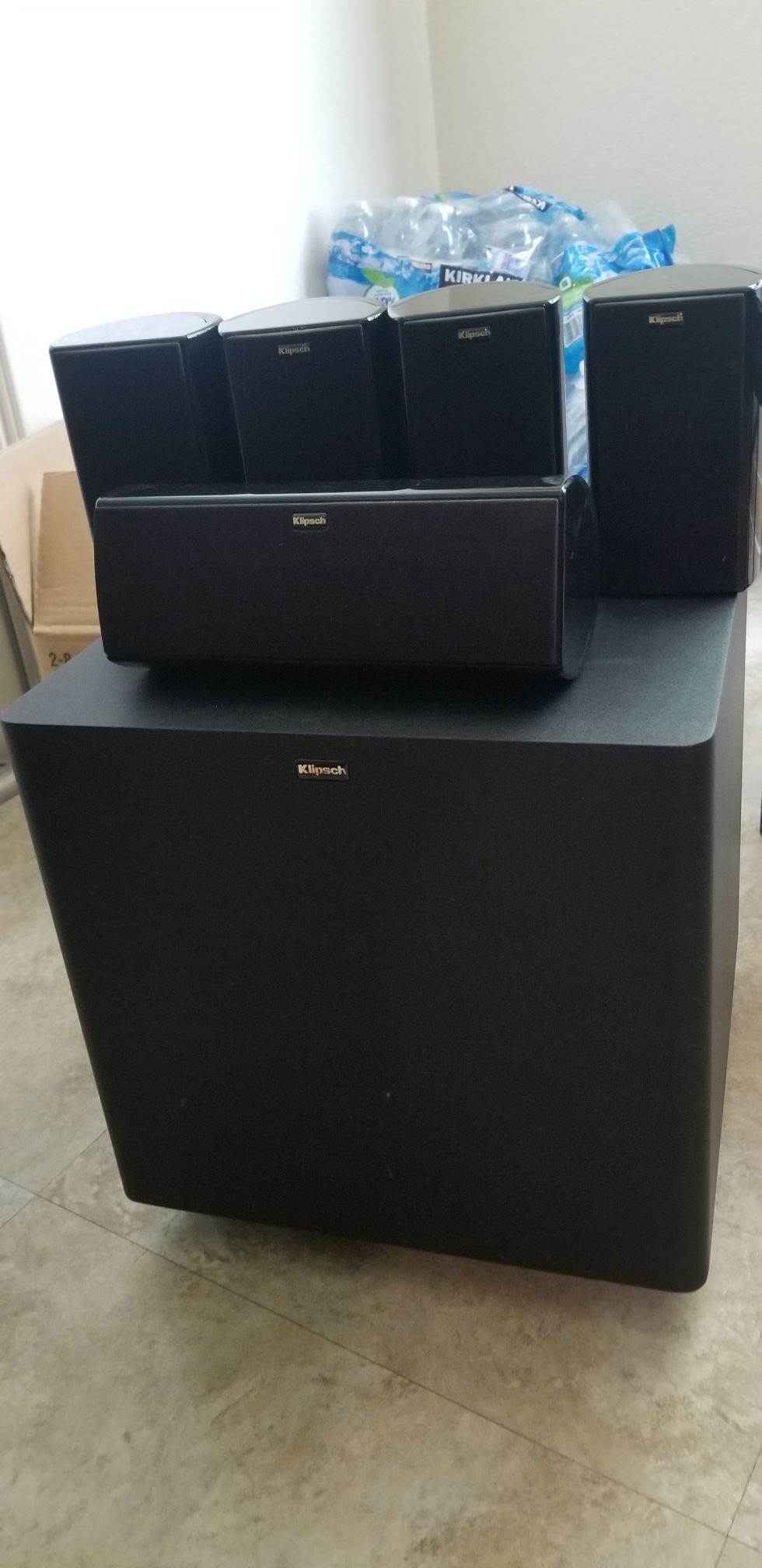Klipsch surround sound system sub is a size 8 $140 firm