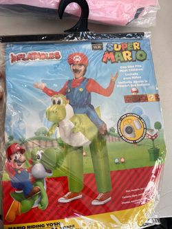 Super Mario Riding Yoshi Inflatable Kids Costume