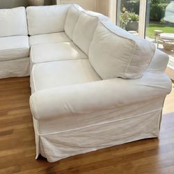 Pottery Barn white slipcover sectional couch