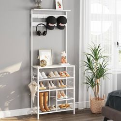 White Entryway Shoe Rack