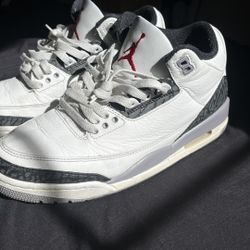 Nike Air Jordan 3 Retro Cement Grey White Red Men's size 8