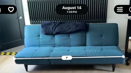 Blue futon sofa bed