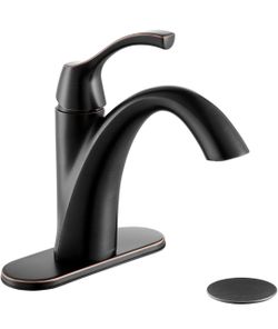 Bathroom Faucet Oil Rubbed Bronze with Pop Up Drair and Water Supply Line Single Handle Bathroom Sink Faucet for 1 Hole with 3 Holes Deck Plate, Lavat