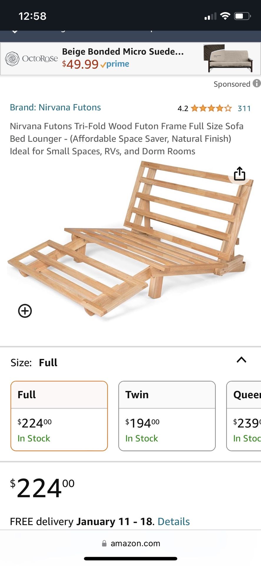 Wooden Futon Frame And Mattress 