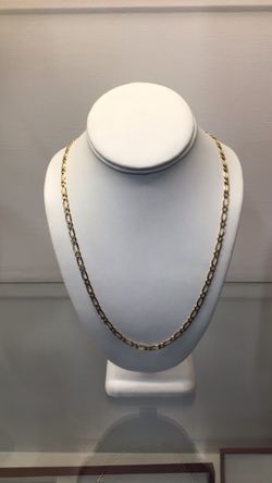 14k Yellow Gold Diamond Cut Figaro Link Chain 22”