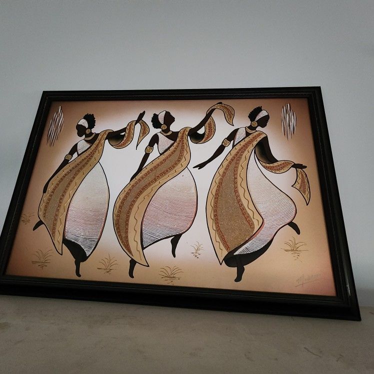 Canvas Painting w/wood trim