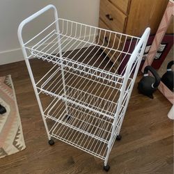 White Metal Wire Rolling Cart 3-Tier Storage
