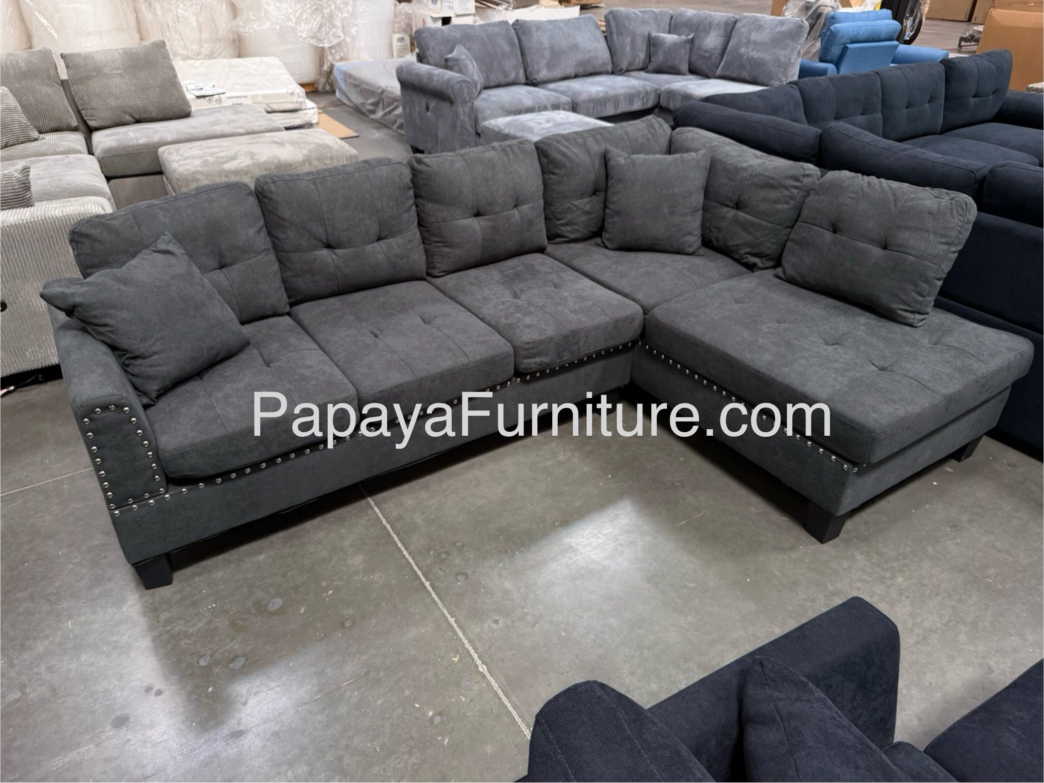 New! Grey Sectional Sofa With Tufted Buttons, Sofa, Sectional, Ash Grey Sectional, Small Living Room Sectional, Apartment Sofa, Couch, Sectionals, Sof