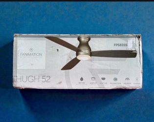 ⭕️ New Seiling Fan Fanimation Hugh 52" LED Indoor/Outdoor Matte White