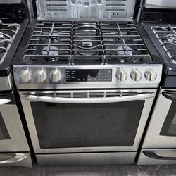 Samsung stainless steel slidden in 5 burner range stove