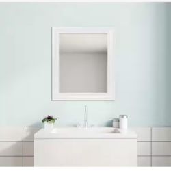 23.5 in. W x 28.5 in. H Rectangular PS Framed Wall Bathroom Vanity Mirror in White (Screws Not Included)=X1-475