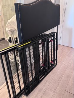 Black/Gold head board with bed frame