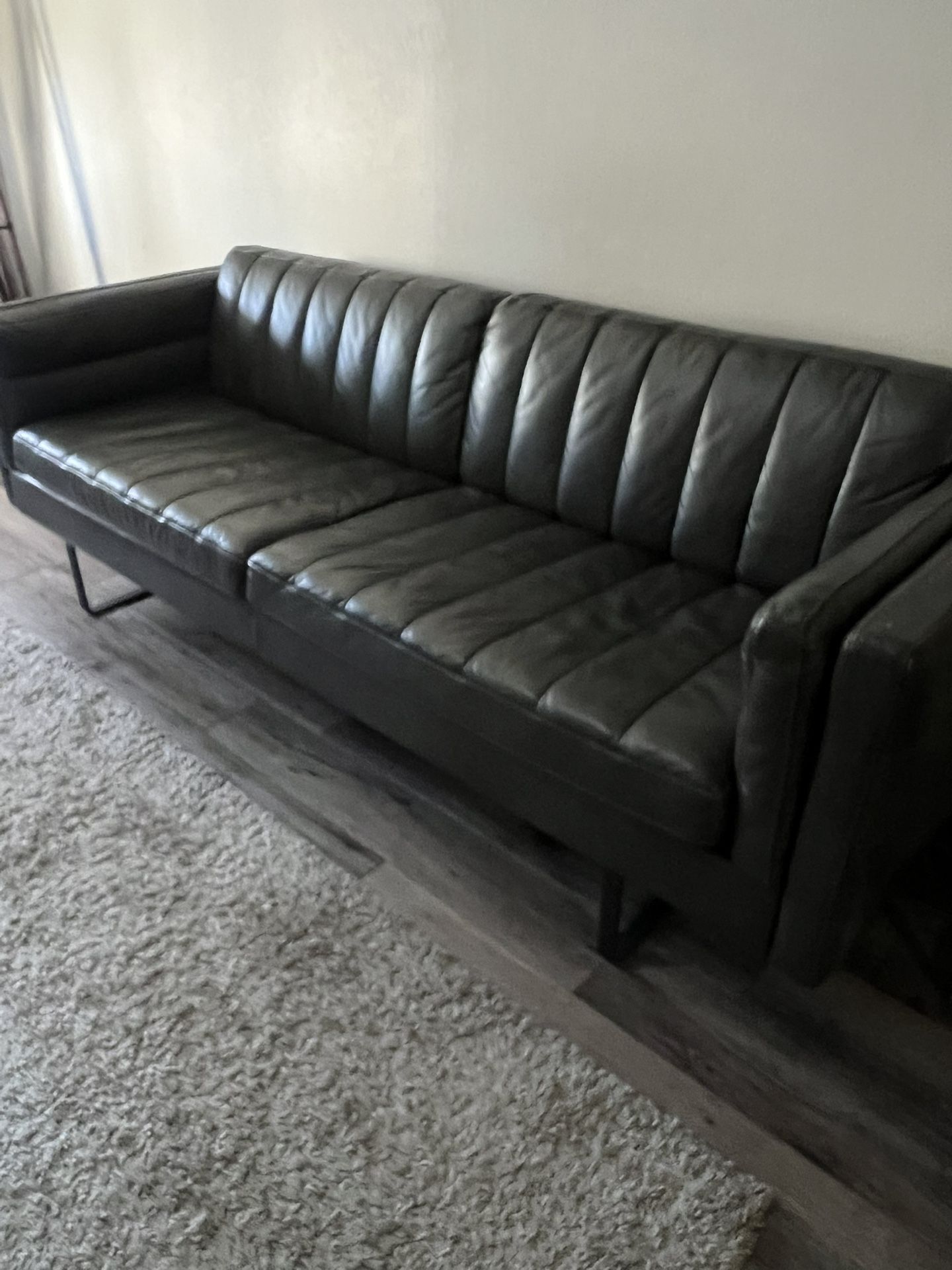 Dark Gray Leather Sofa 