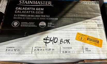 StainMaster 3 x 12 Porcelain Bullnose Trim Tile