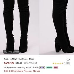 Black Thigh High Boots