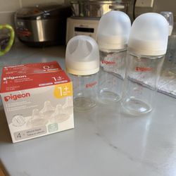 Pigeon Glass Bottles 8oz -2ps and 5oz-1ps & 6ps Replace Nopples