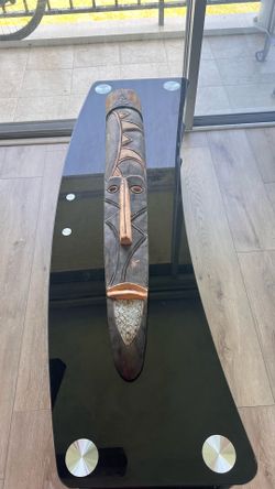 Hand-Carved Long African Style Wooden Mask