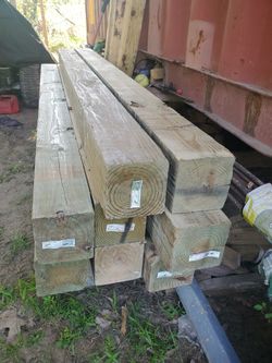 6x6x8 Feet Treated Wood Post / Verdes 9 Pcs.