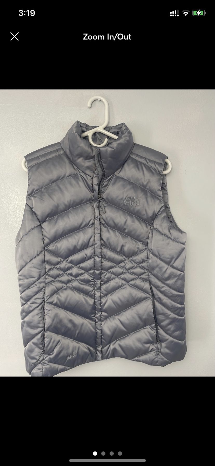 WOMENS NORTH FACE LARGE PUFFER VEST GREY 550