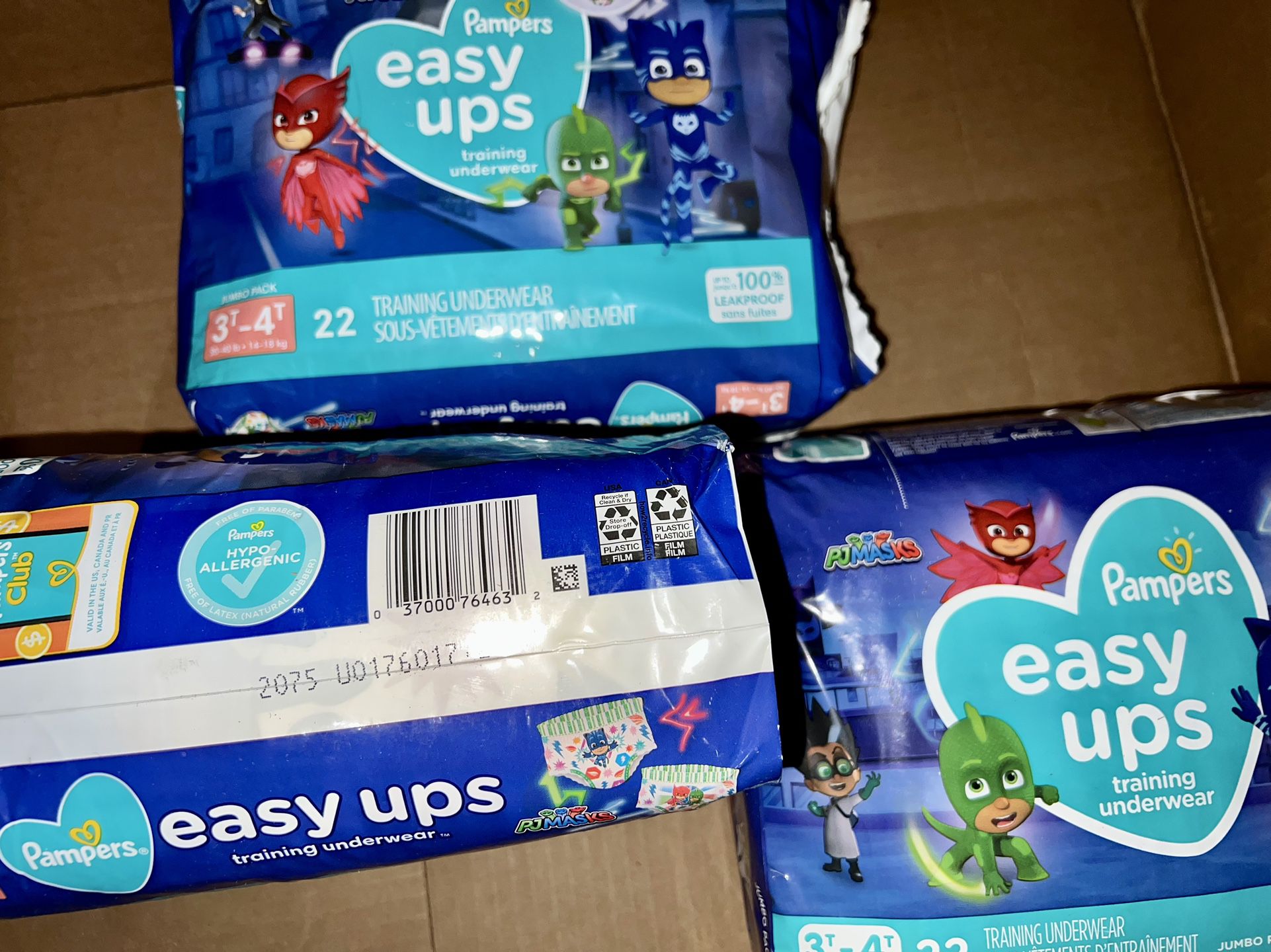 3 bags Pampers Easy Ups Training Underwear Boys Size 5 3T-4T 22 Count