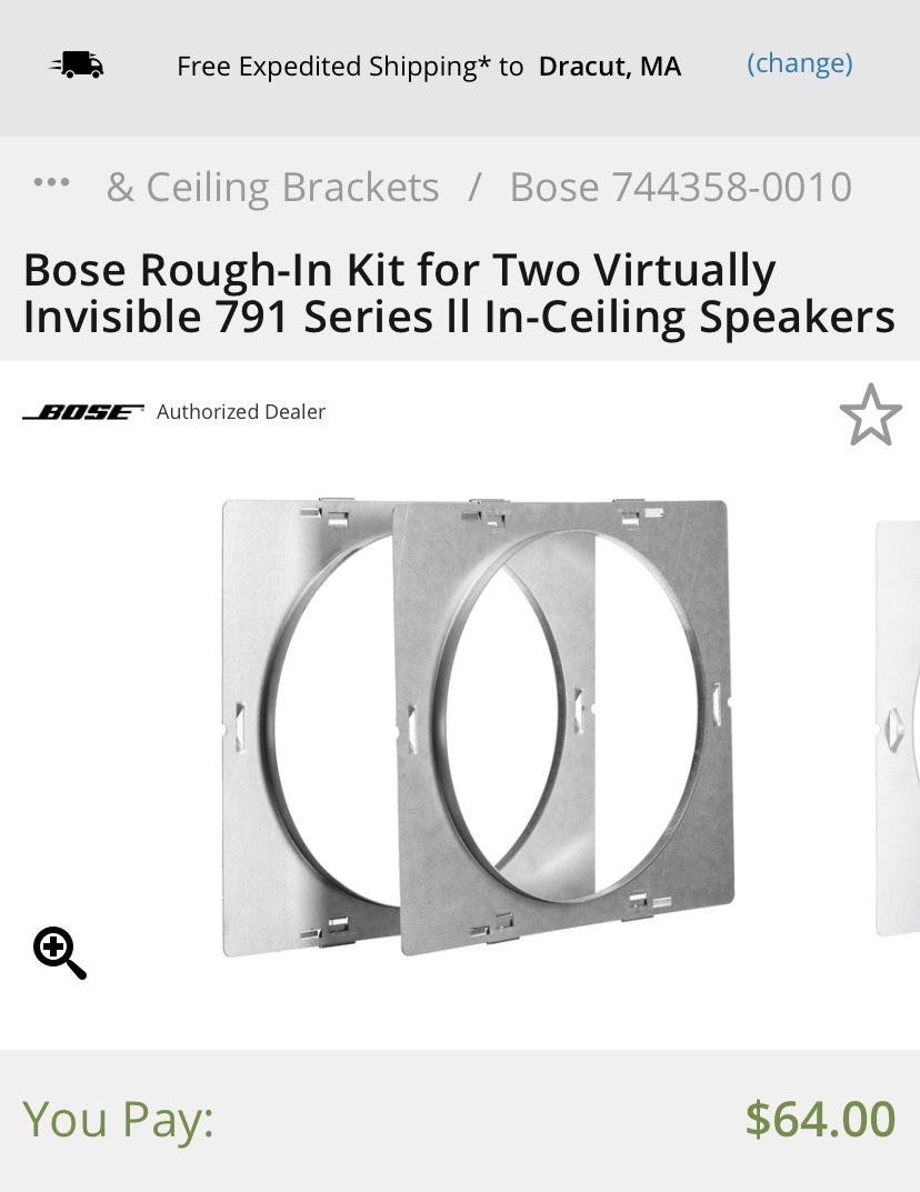 Bose Speaker Rough-in Kit (in Ceiling) 6 Total