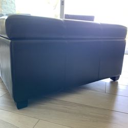 Black Leather Ottoman- NEW!