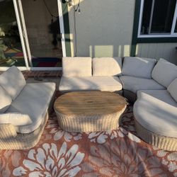 Outdoor Faux Rattan Sectional Corner Furniture with Storage Table