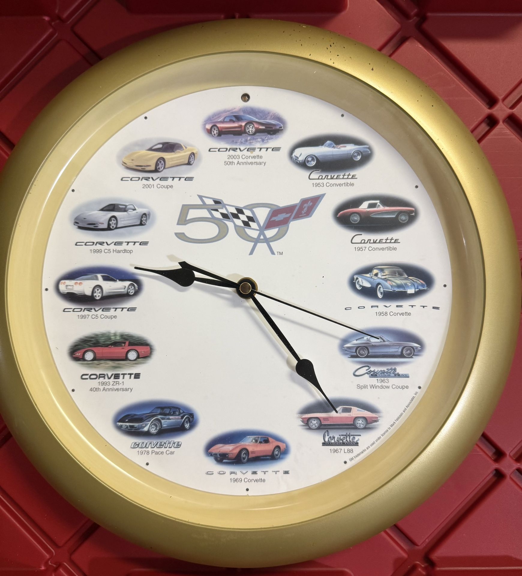 Official 50th Anniversary Chevrolet Corvette Car Sounds Hanging Wall Clock
